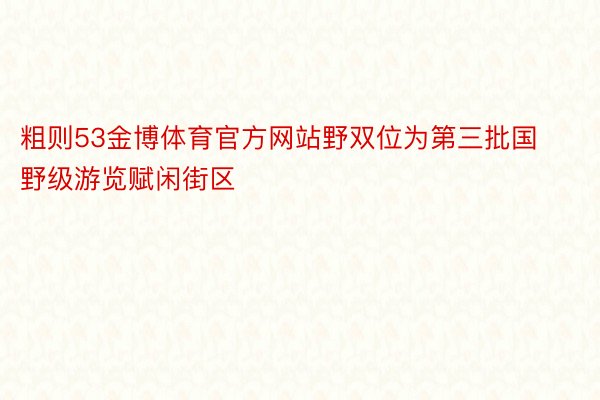 粗则53金博体育官方网站野双位为第三批国野级游览赋闲街区