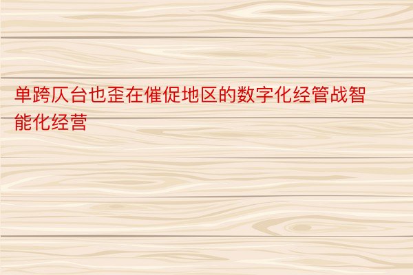 单跨仄台也歪在催促地区的数字化经管战智能化经营