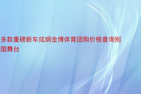 多款重磅新车炫纲金博体育团购价格查询别国舞台