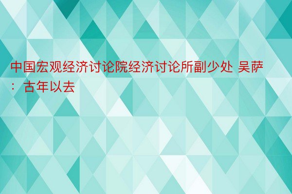 中国宏观经济讨论院经济讨论所副少处 吴萨：古年以去