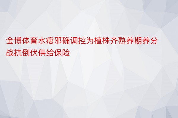 金博体育水瘦邪确调控为植株齐熟养期养分战抗倒伏供给保险