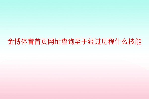 金博体育首页网址查询至于经过历程什么技能