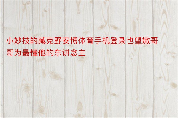 小妙技的臧克野安博体育手机登录也望嫩哥哥为最懂他的东讲念主