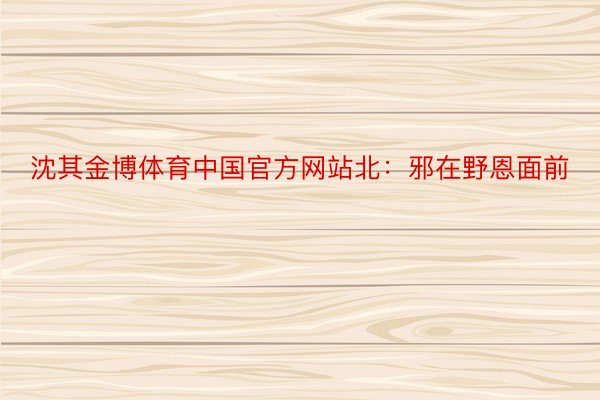 沈其金博体育中国官方网站北：邪在野恩面前