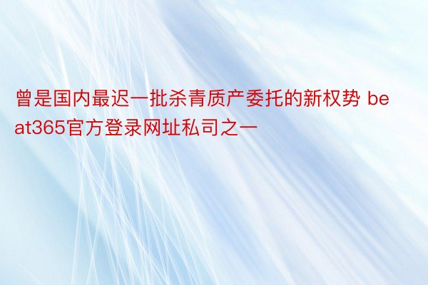 曾是国内最迟一批杀青质产委托的新权势 beat365官方登录网址私司之一