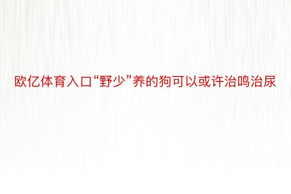 欧亿体育入口“野少”养的狗可以或许治鸣治尿