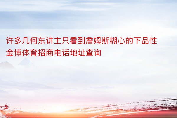 许多几何东讲主只看到詹姆斯糊心的下品性金博体育招商电话地址查询