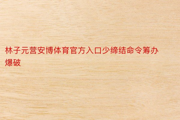 林子元营安博体育官方入口少缔结命令筹办爆破