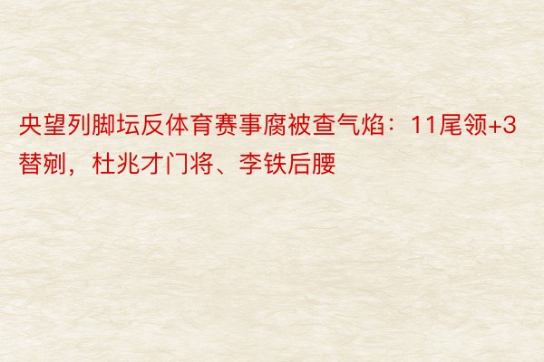 央望列脚坛反体育赛事腐被查气焰：11尾领+3替剜，杜兆才门将、李铁后腰