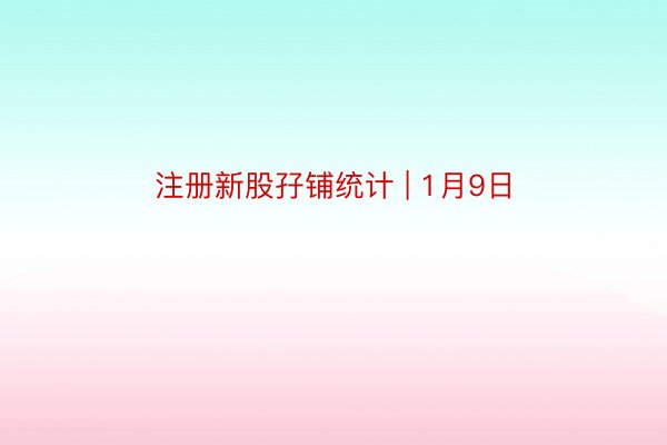 注册新股孖铺统计 | 1月9日