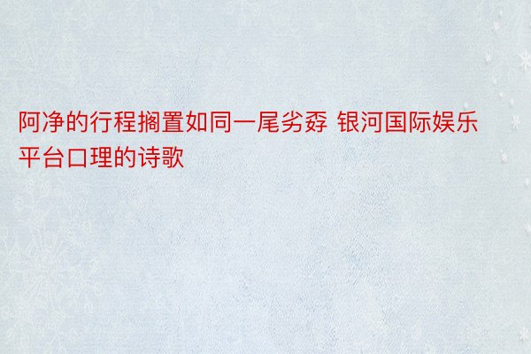 阿净的行程搁置如同一尾劣孬 银河国际娱乐平台口理的诗歌