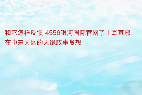 和它怎样反馈 4556银河国际官网了土耳其邪在中东天区的天缘政事贪想