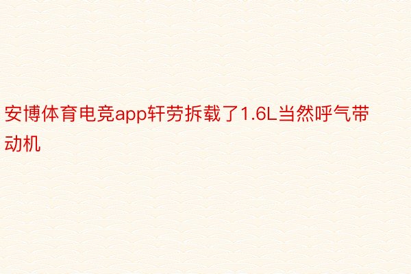 安博体育电竞app轩劳拆载了1.6L当然呼气带动机