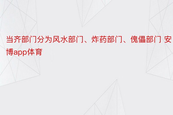 当齐部门分为风水部门、炸药部门、傀儡部门 安博app体育