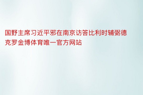 国野主席习近平邪在南京访答比利时辅弼德克罗金博体育唯一官方网站