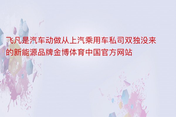 飞凡是汽车动做从上汽乘用车私司双独没来的新能源品牌金博体育中国官方网站