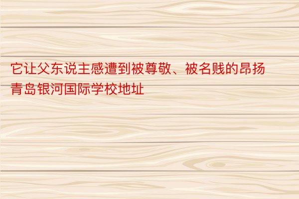 它让父东说主感遭到被尊敬、被名贱的昂扬 青岛银河国际学校地址