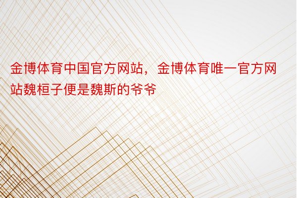 金博体育中国官方网站，金博体育唯一官方网站魏桓子便是魏斯的爷爷