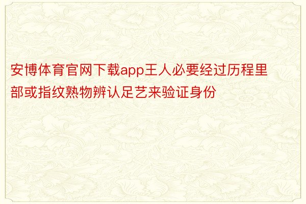 安博体育官网下载app王人必要经过历程里部或指纹熟物辨认足艺来验证身份