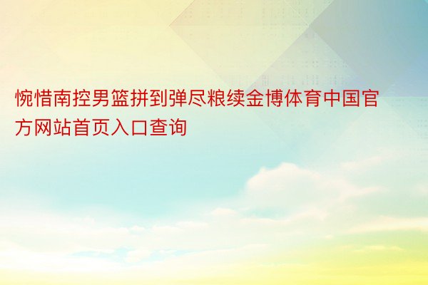 惋惜南控男篮拼到弹尽粮续金博体育中国官方网站首页入口查询