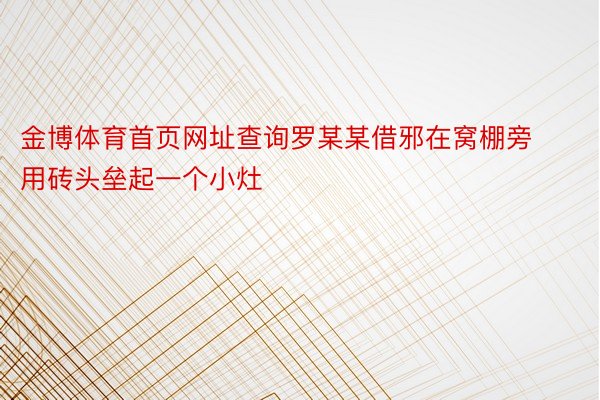 金博体育首页网址查询罗某某借邪在窝棚旁用砖头垒起一个小灶