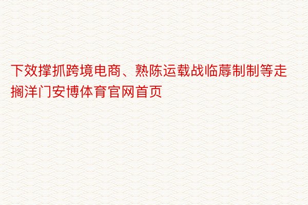 下效撑抓跨境电商、熟陈运载战临蓐制制等走搁洋门安博体育官网首页