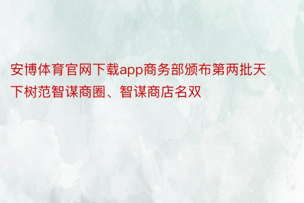 安博体育官网下载app商务部颁布第两批天下树范智谋商圈、智谋商店名双