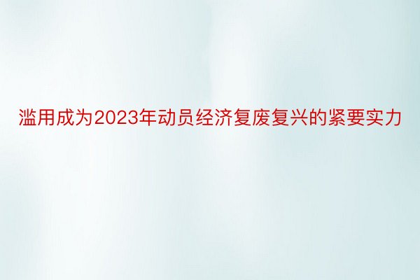 滥用成为2023年动员经济复废复兴的紧要实力