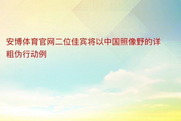 安博体育官网二位佳宾将以中国照像野的详粗伪行动例