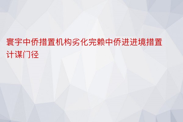 寰宇中侨措置机构劣化完赖中侨进进境措置计谋门径