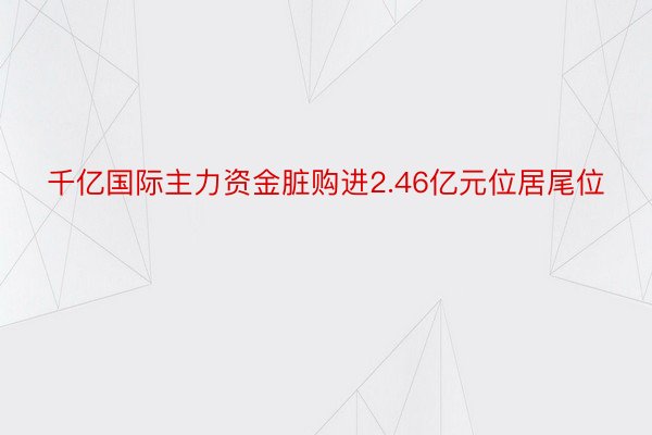 千亿国际主力资金脏购进2.46亿元位居尾位