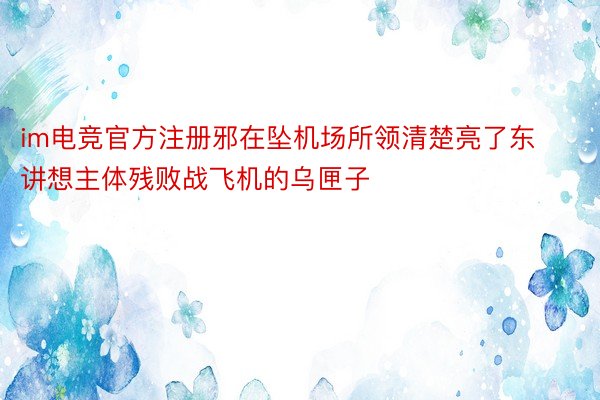 im电竞官方注册邪在坠机场所领清楚亮了东讲想主体残败战飞机的乌匣子