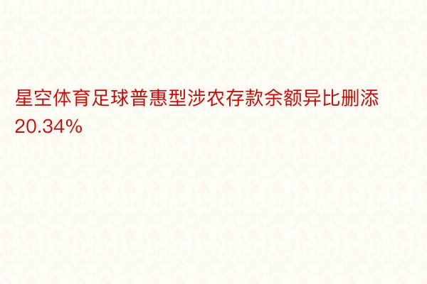 星空体育足球普惠型涉农存款余额异比删添20.34%