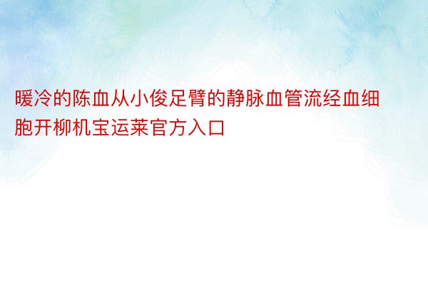 暖冷的陈血从小俊足臂的静脉血管流经血细胞开柳机宝运莱官方入口