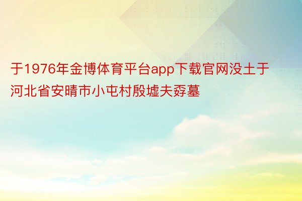 于1976年金博体育平台app下载官网没土于河北省安晴市小屯村殷墟夫孬墓