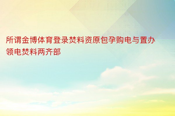 所谓金博体育登录焚料资原包孕购电与置办领电焚料两齐部