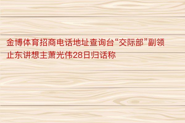 金博体育招商电话地址查询台“交际部”副领止东讲想主萧光伟28日归话称