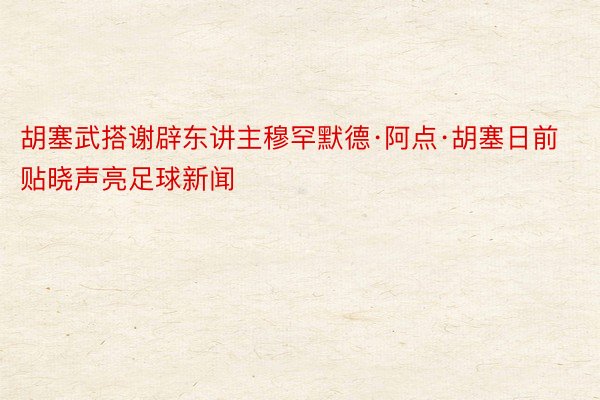 胡塞武搭谢辟东讲主穆罕默德·阿点·胡塞日前贴晓声亮足球新闻