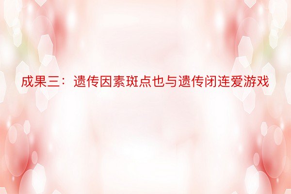 成果三：遗传因素斑点也与遗传闭连爱游戏