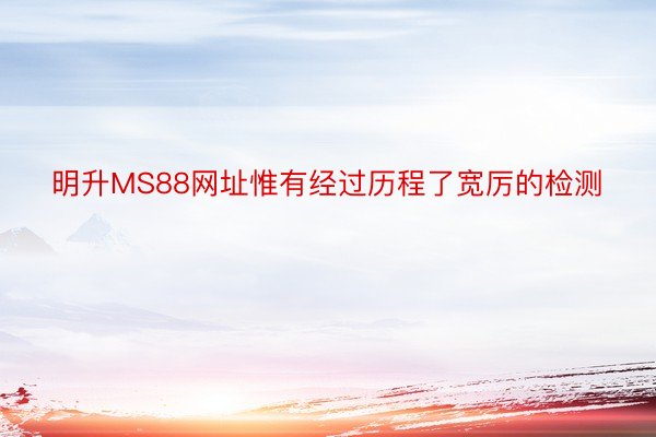 明升MS88网址惟有经过历程了宽厉的检测