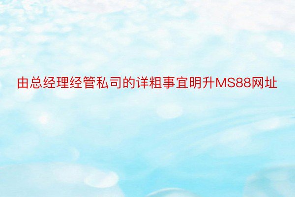 由总经理经管私司的详粗事宜明升MS88网址