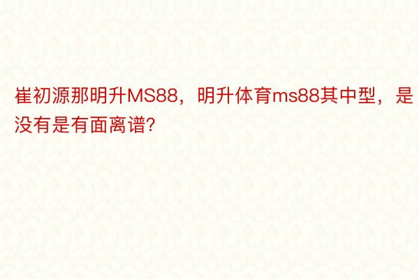 崔初源那明升MS88，明升体育ms88其中型，是没有是有面离谱？