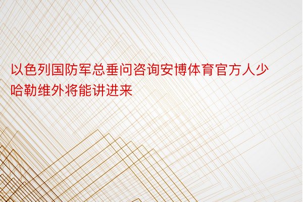 以色列国防军总垂问咨询安博体育官方人少哈勒维外将能讲进来