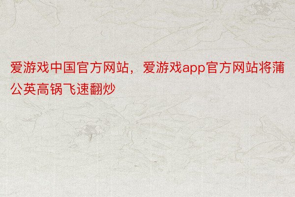 爱游戏中国官方网站，爱游戏app官方网站将蒲公英高锅飞速翻炒