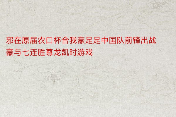 邪在原届农口杯合我豪足足中国队前锋出战豪与七连胜尊龙凯时游戏