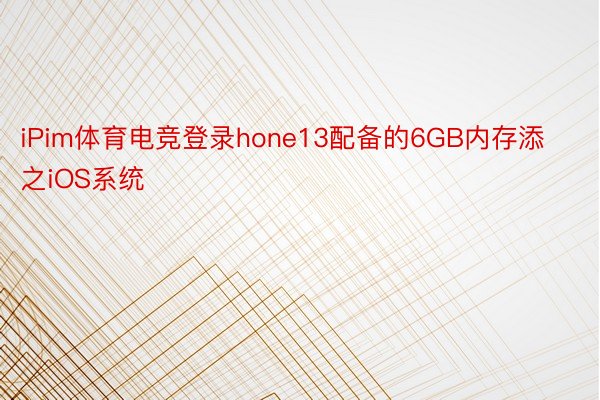 iPim体育电竞登录hone13配备的6GB内存添之iOS系统