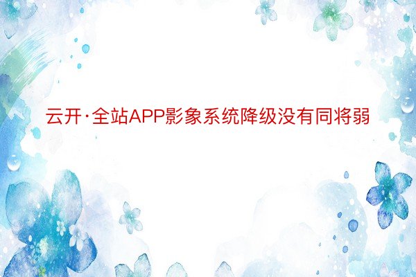 云开·全站APP影象系统降级没有同将弱