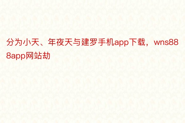 分为小天、年夜天与建罗手机app下载，wns888app网站劫