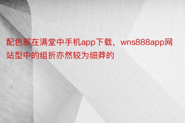 配色邪在满堂中手机app下载，wns888app网站型中的组折亦然较为细莽的