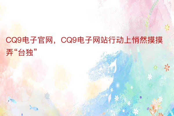 CQ9电子官网，CQ9电子网站行动上悄然摸摸弄“台独”